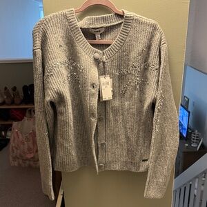 Jason Wu Light Gray Beaded Knit Cardigan